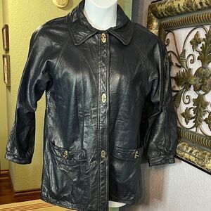 Vintage Black Leather Women's Jacket Sz M/L